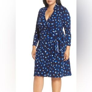 NWT Leota Gabrielle wrap dress cheetah spot blue black 3L